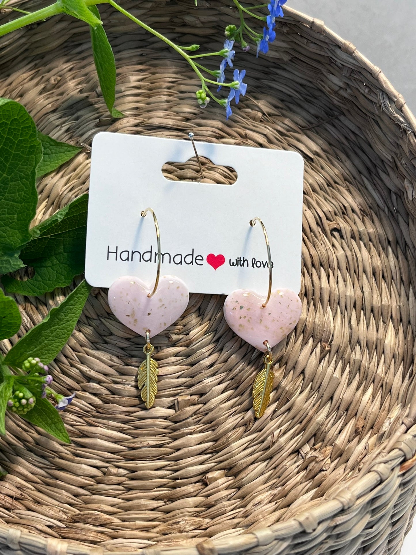 Hearts'n feather øreringe