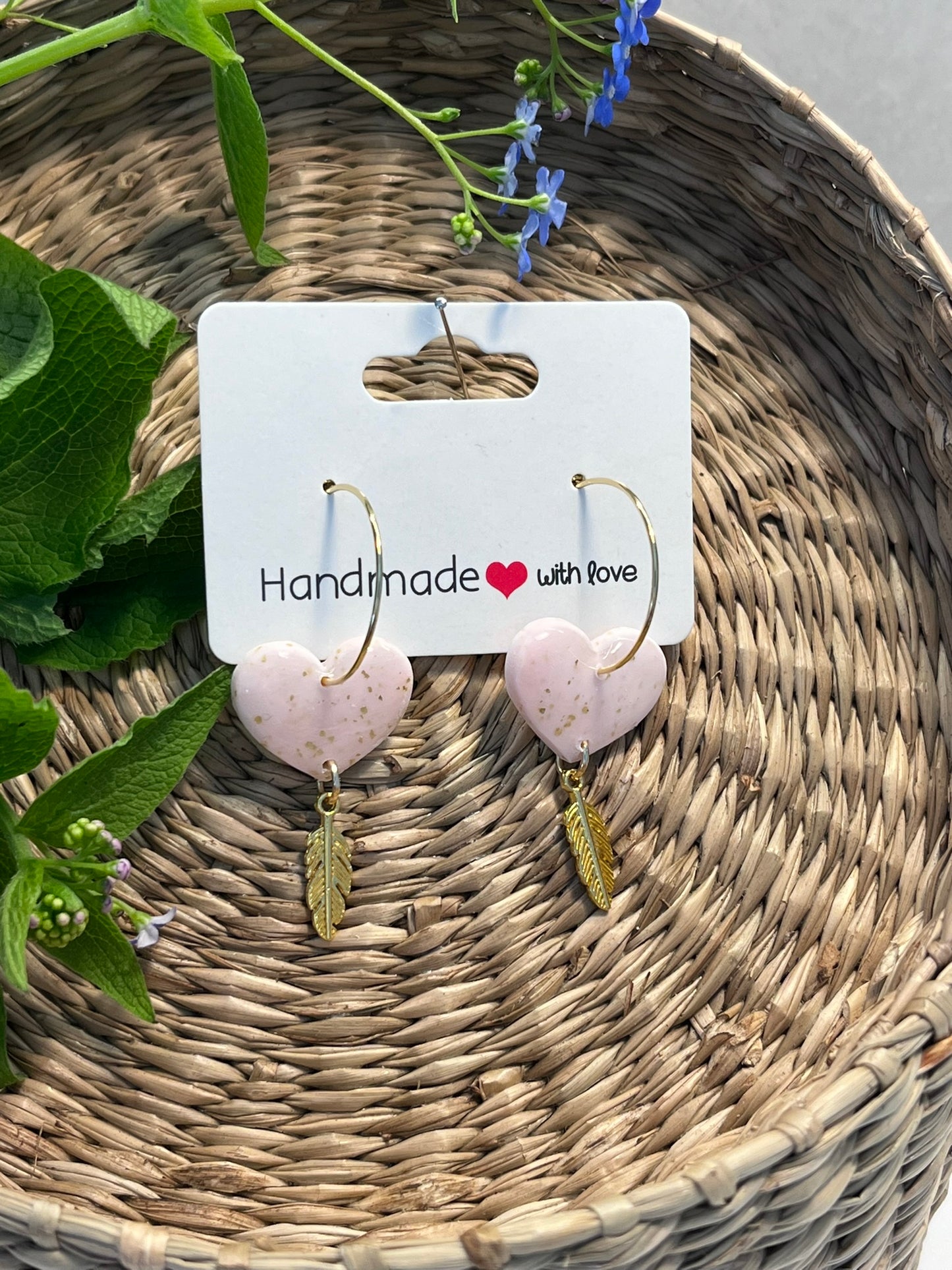 Hearts'n feather øreringe