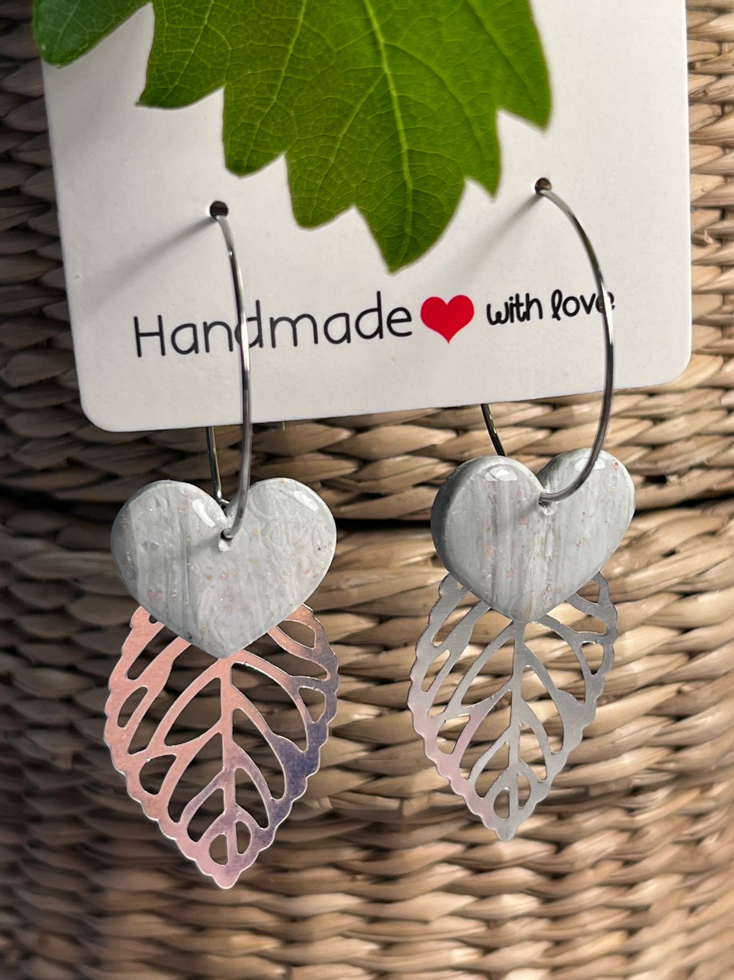 Stone heart'n leaf øreringe