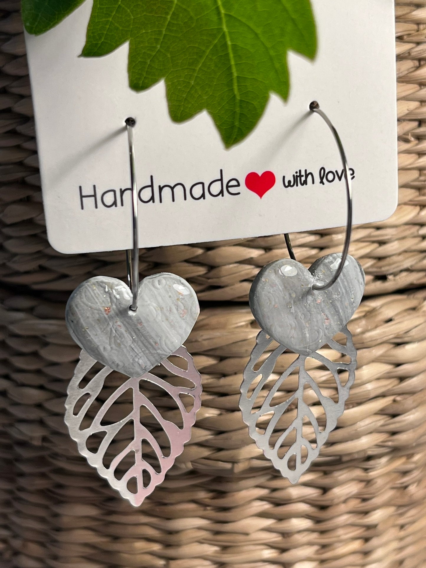 Stone heart'n leaf øreringe