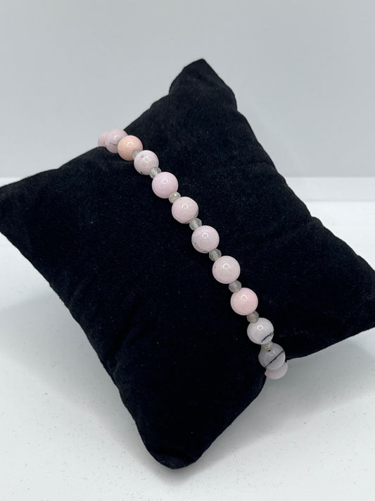 Pink Opal og Månesten armbånd