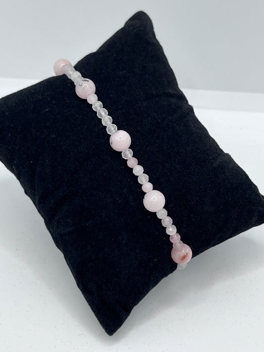 Pink Opal og Rosa Quartz armbånd