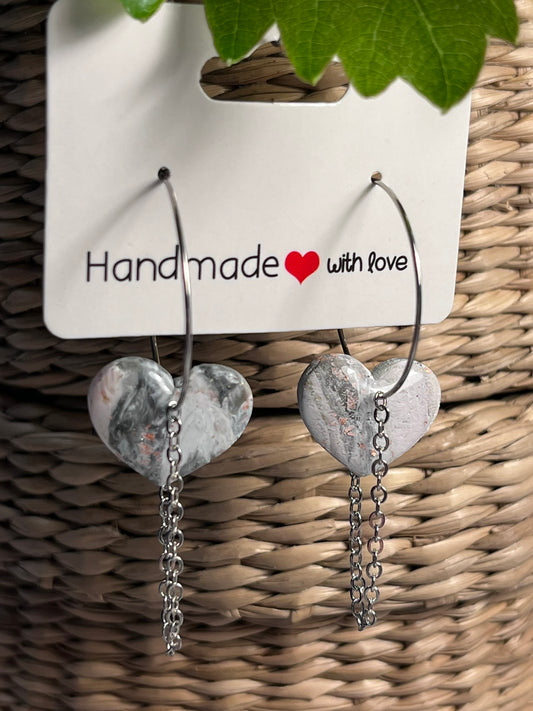 Stone heart'n chain øreringe
