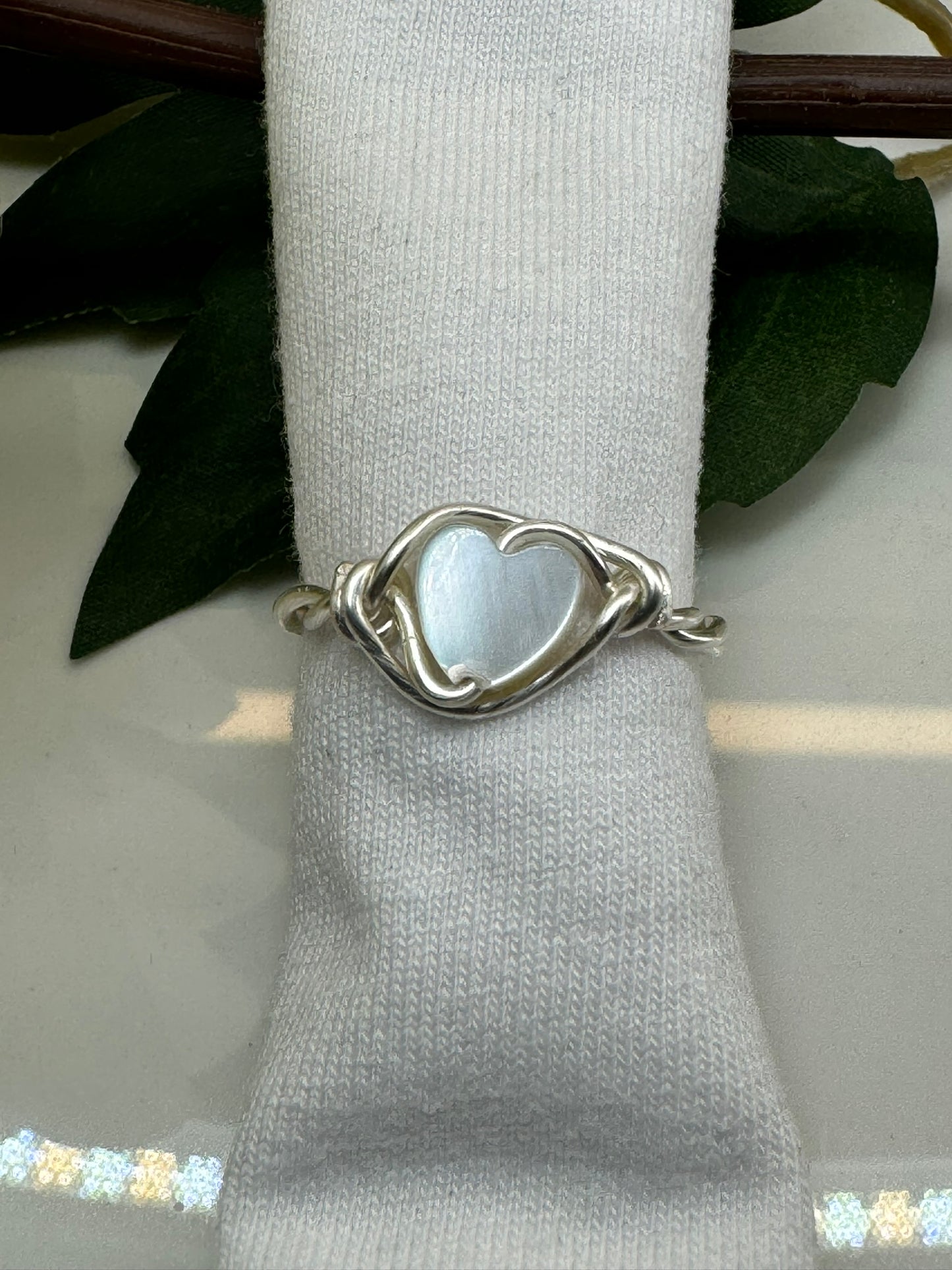 Twisted Pearly Heart ring