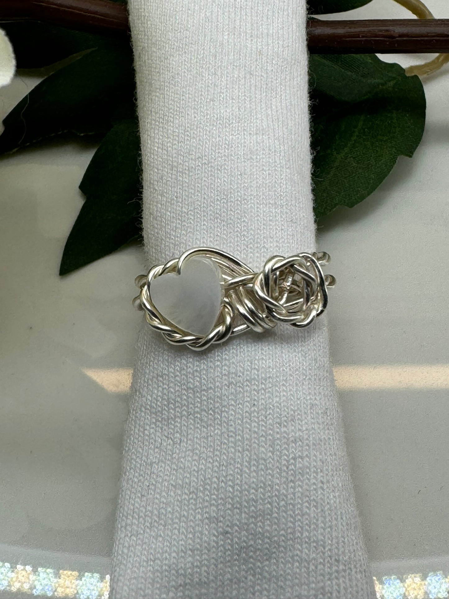 Twisted Pearly Heart ring