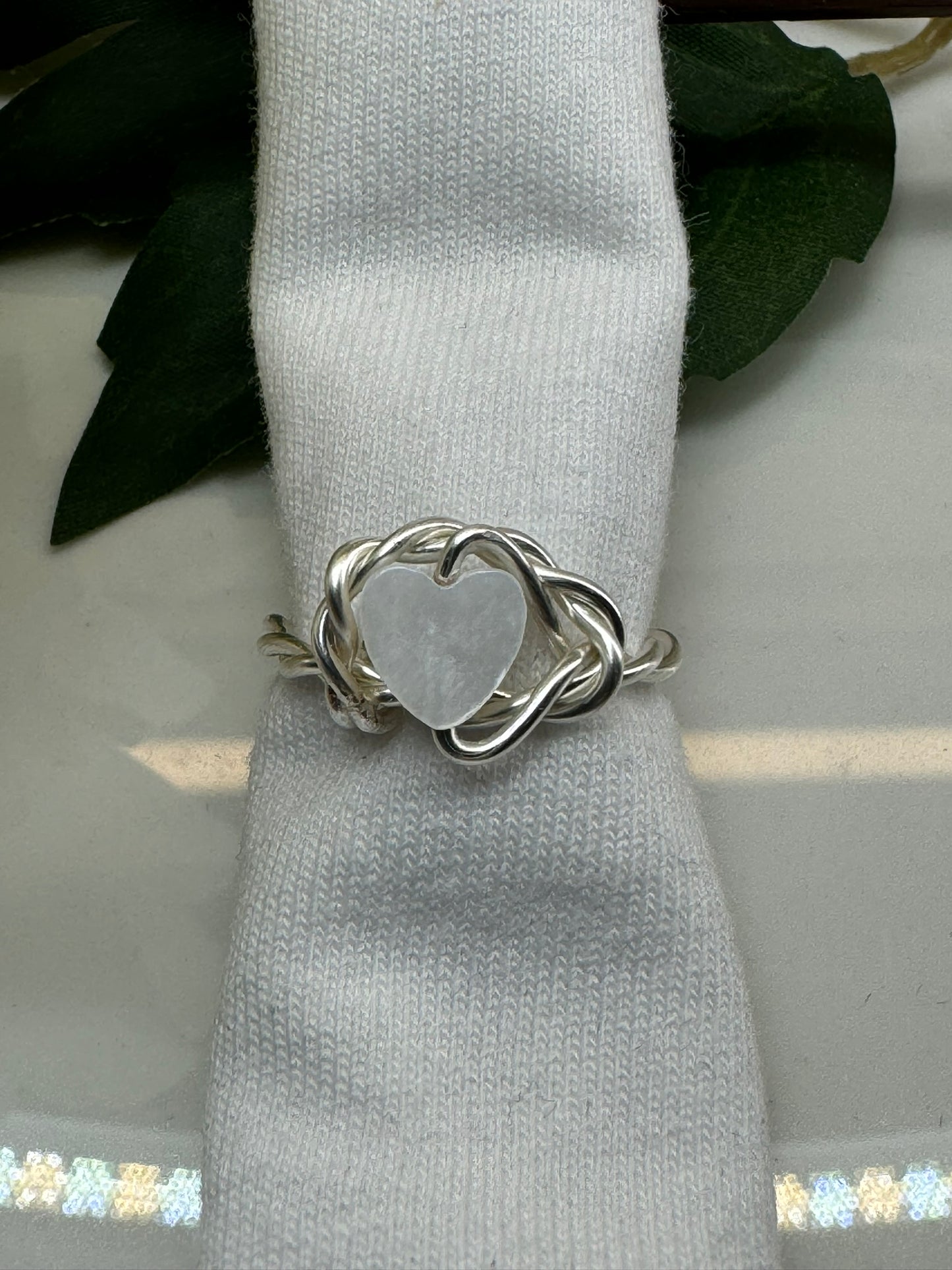 Twisted Pearly Heart ring