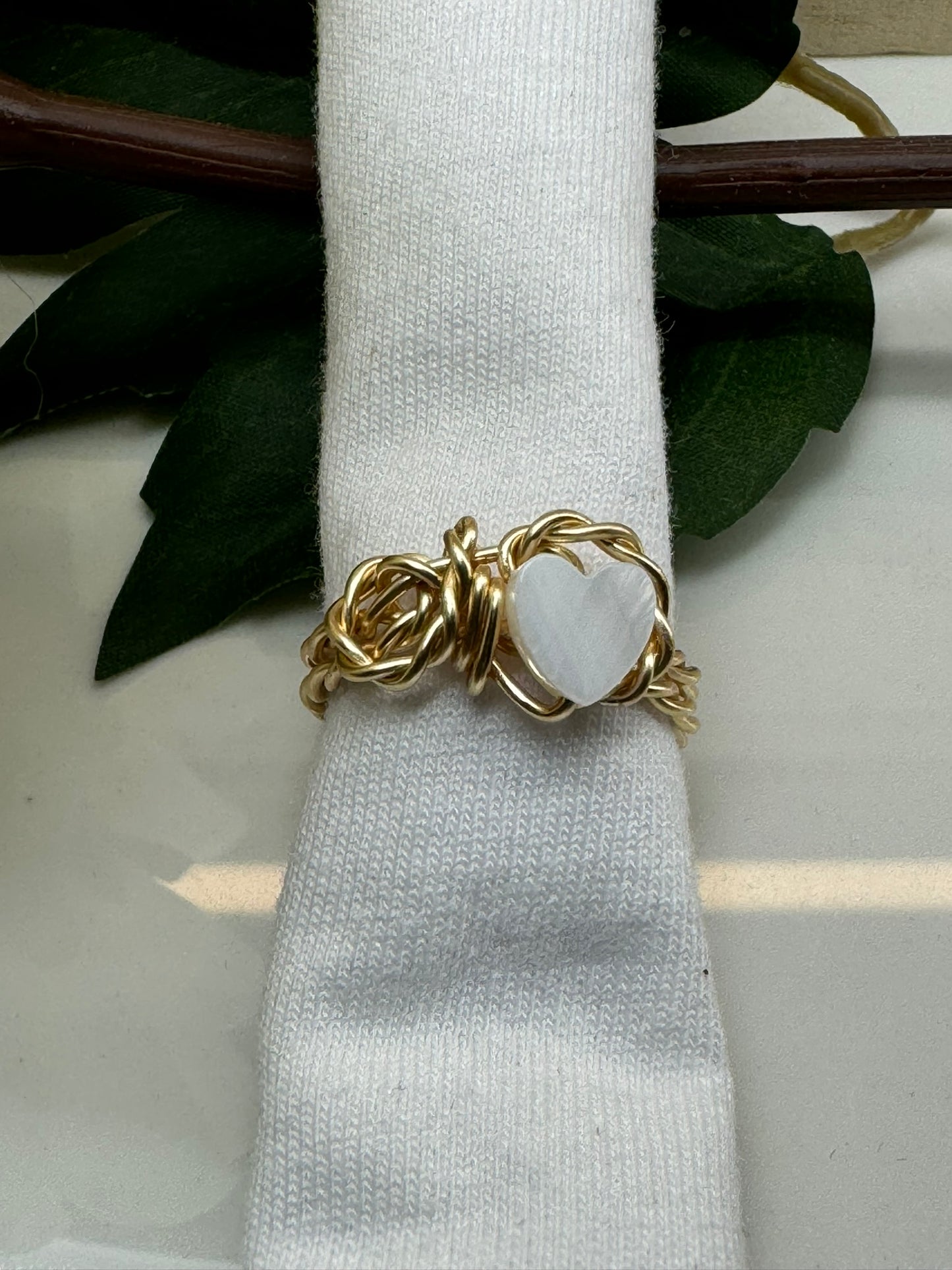 Twisted Pearly Heart ring