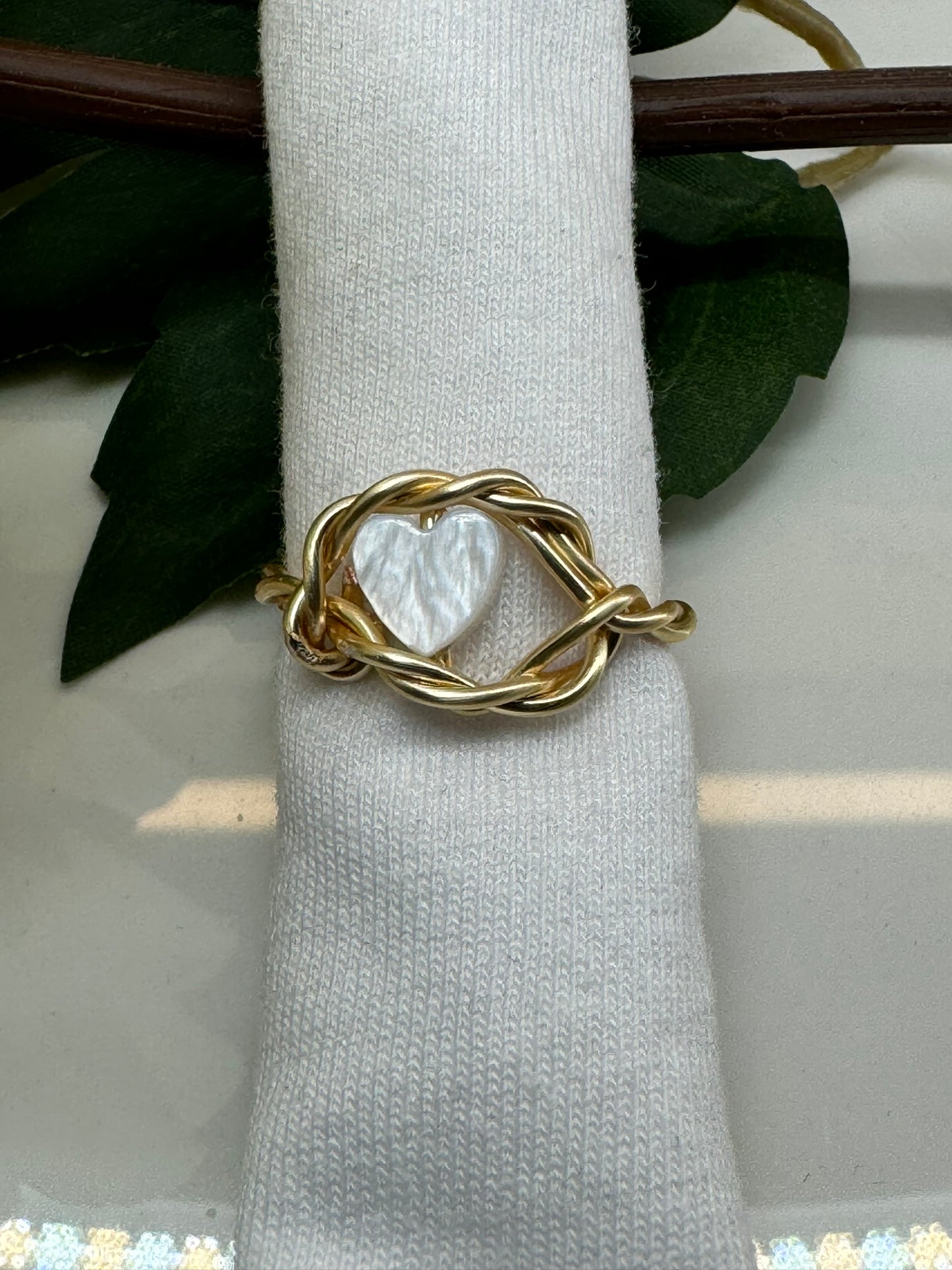 Twisted Pearly Heart ring