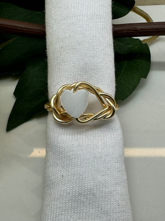 Twisted Pearly Heart ring